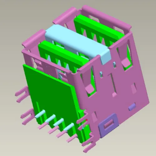 USB 2.0 Double-Layer 90 Degree 4-Pin Connector - C023546